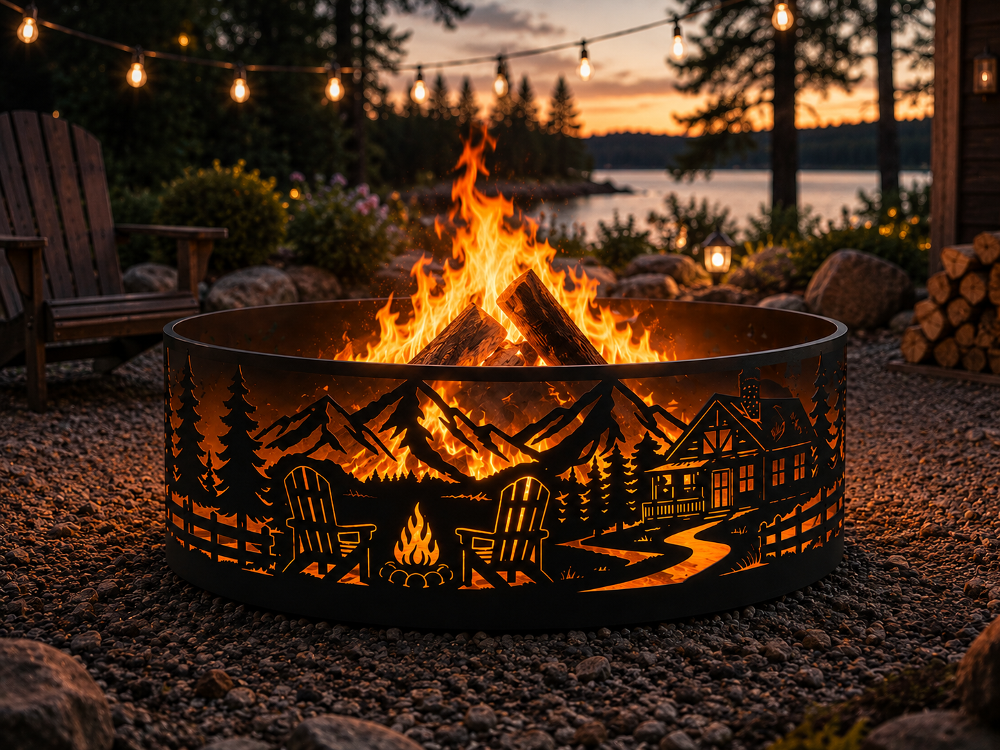 Cabin Scene Fire Ring